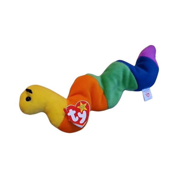 Ty Beanie Baby Vintage 90s Rainbow Worm, "INCH" NWT - Picture 1 of 2